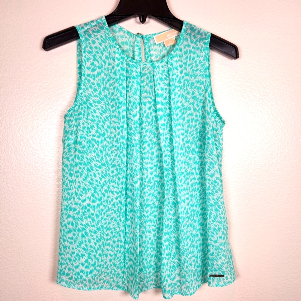 Animal Print Chiffon Pleated Blouse
